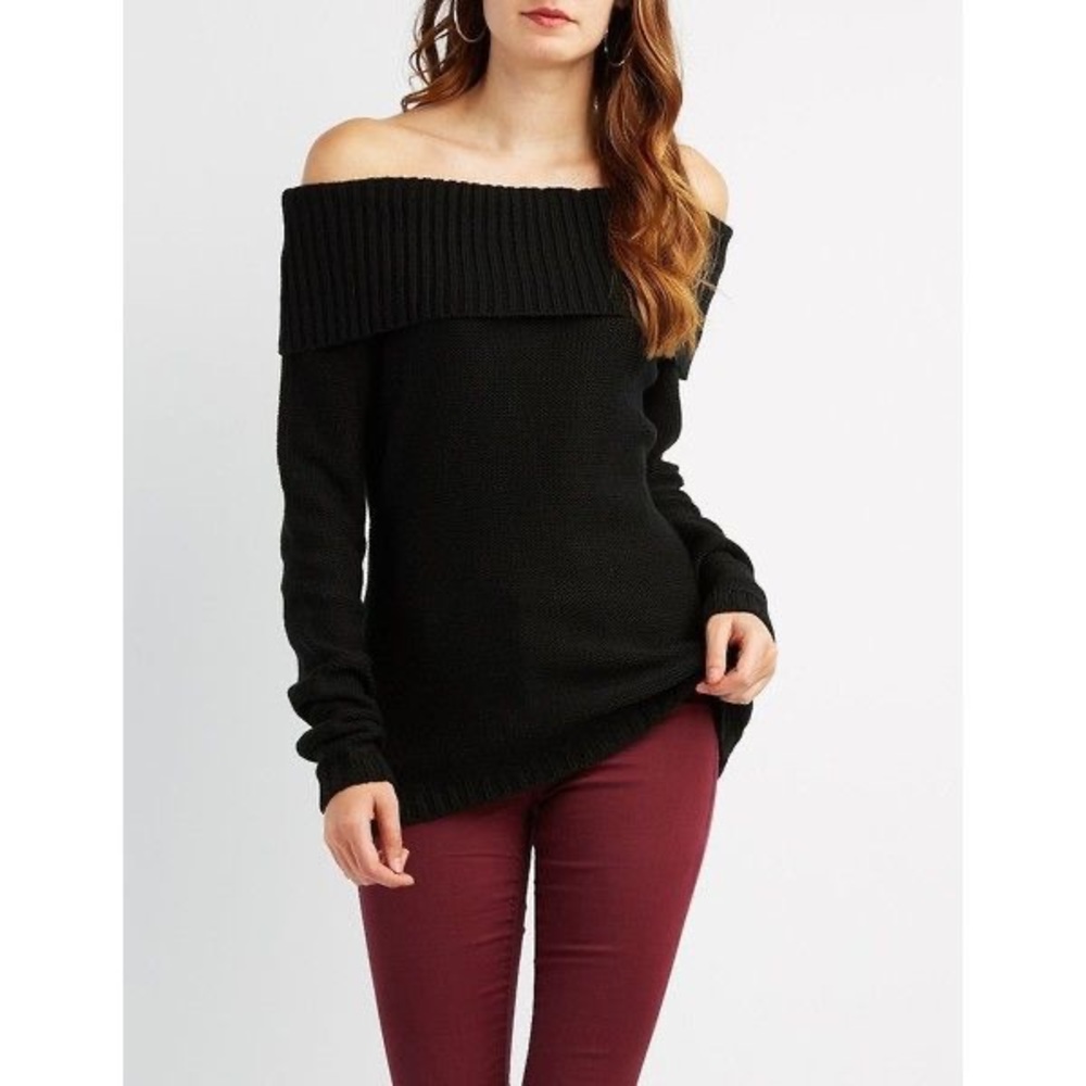 Charlotte Russe Off The Shoulder Black Sweater